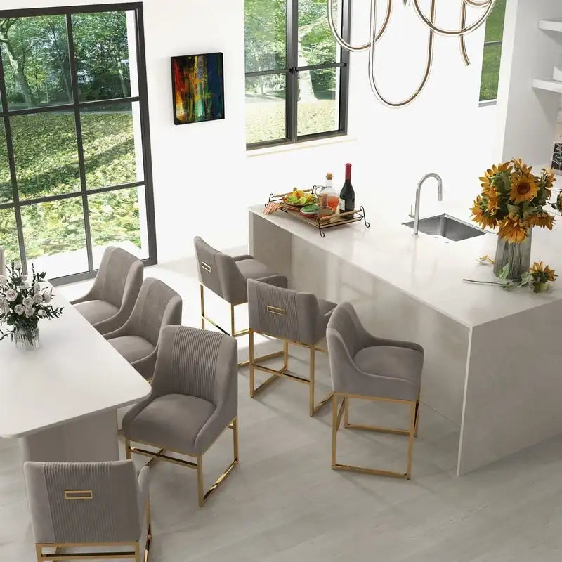 SEYNAR Contempoary Velvet Dining Chair with Metal Frame Legs, set of 4