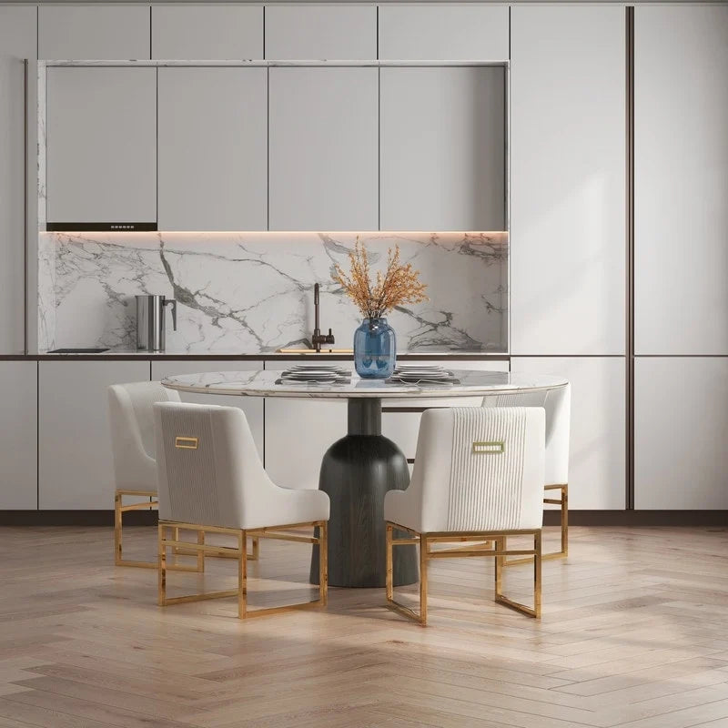 SEYNAR Contempoary Velvet Dining Chair with Metal Frame Legs, set of 4