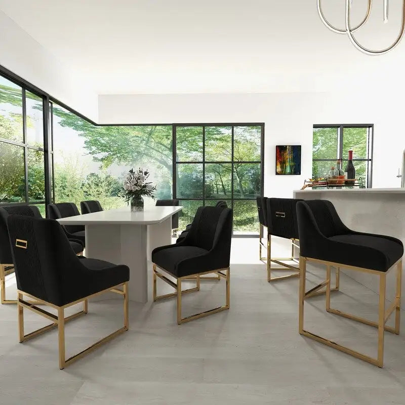 SEYNAR Contempoary Velvet Dining Chair with Metal Frame Legs, set of 4