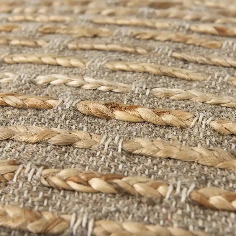 Mercana Binita Grey / Brown Hemp Wool & Cotton Square Pouf