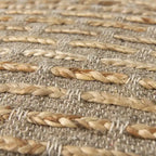 Mercana Binita Grey / Brown Hemp Wool & Cotton Square Pouf