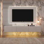 63 Floating Entertainment Center, Wall Mount LED TV Stand High Gloss
