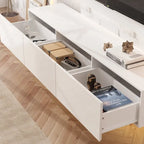 63 Floating Entertainment Center, Wall Mount LED TV Stand High Gloss