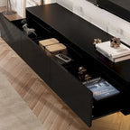 63 Floating Entertainment Center, Wall Mount LED TV Stand High Gloss