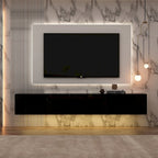 63 Floating Entertainment Center, Wall Mount LED TV Stand High Gloss