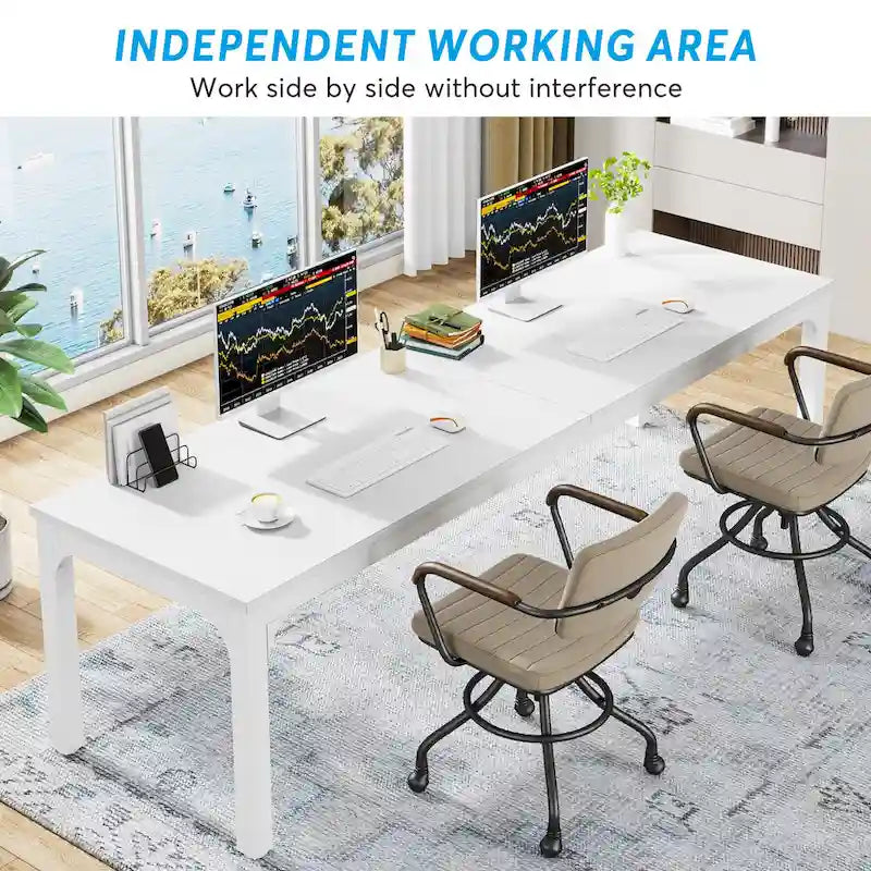 78.74 Inches Executive Desk Double Workstation with Metal Legs for Home Office,Two Person Computer Desk for 2 (Only Table)