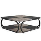 39 Inche 2-Tier Square Coffee Table with Metal Frame for Living Room