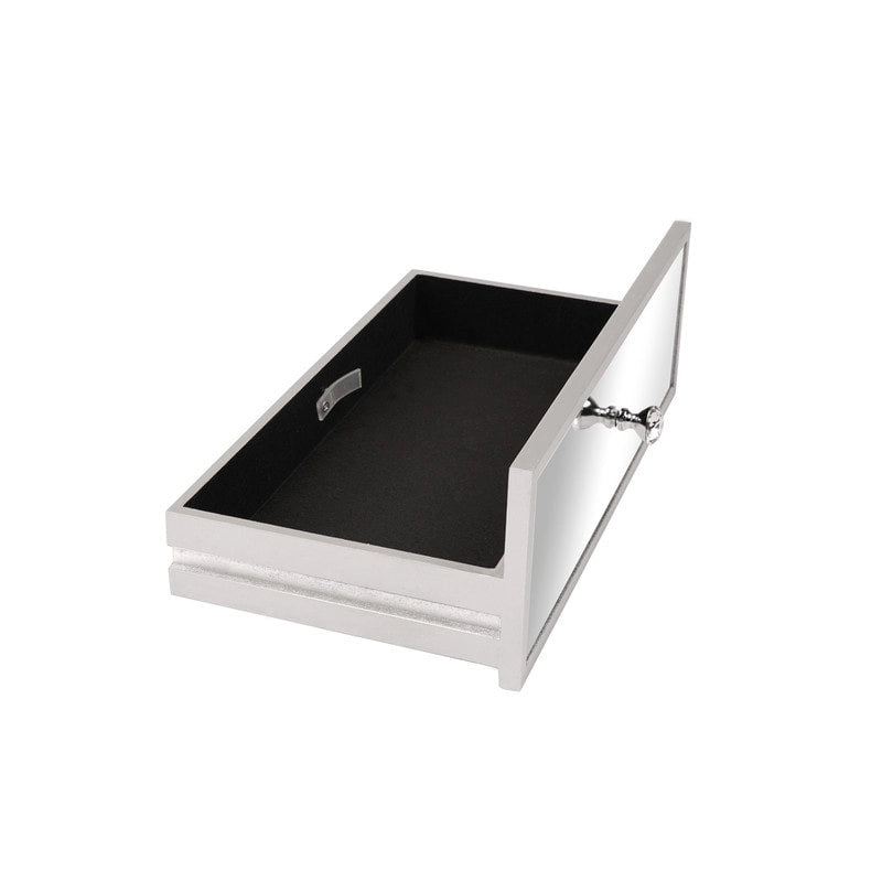 Mirrored Surface 1 Drawer Flip-up Desktop Writing Desk Vanity Desk Silver