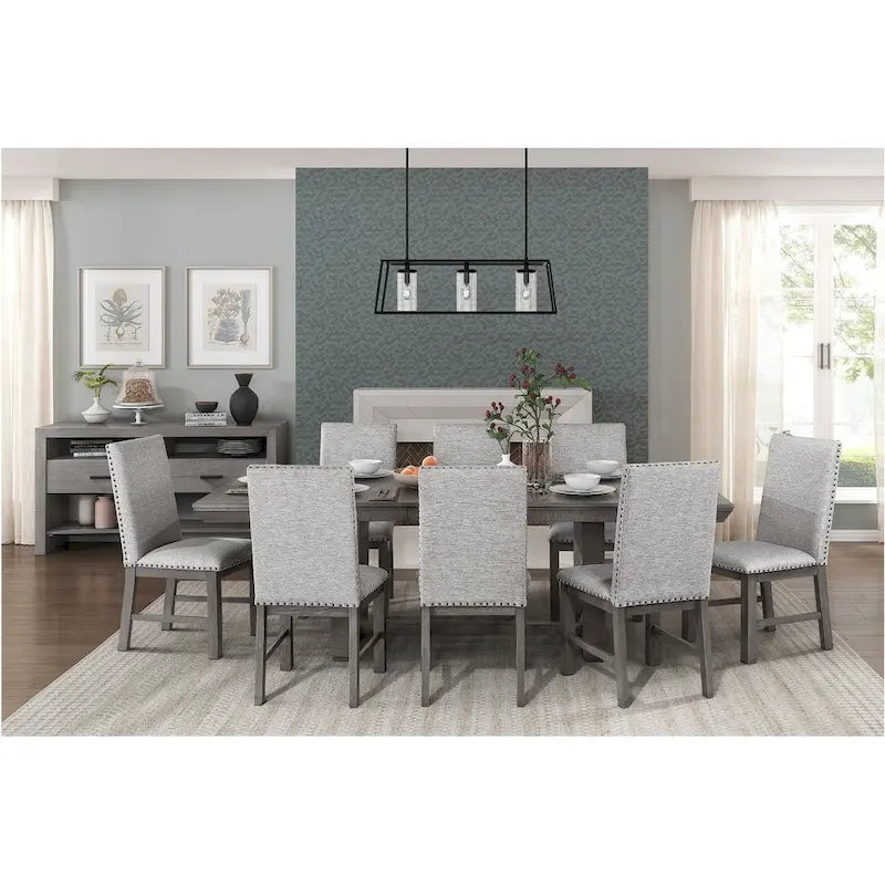 Ferrara Gray Rustic Modern Fabric Dining Room Set