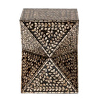 Feronia Modern Bohemian Black and Bronze Mother of Pearl End Table
