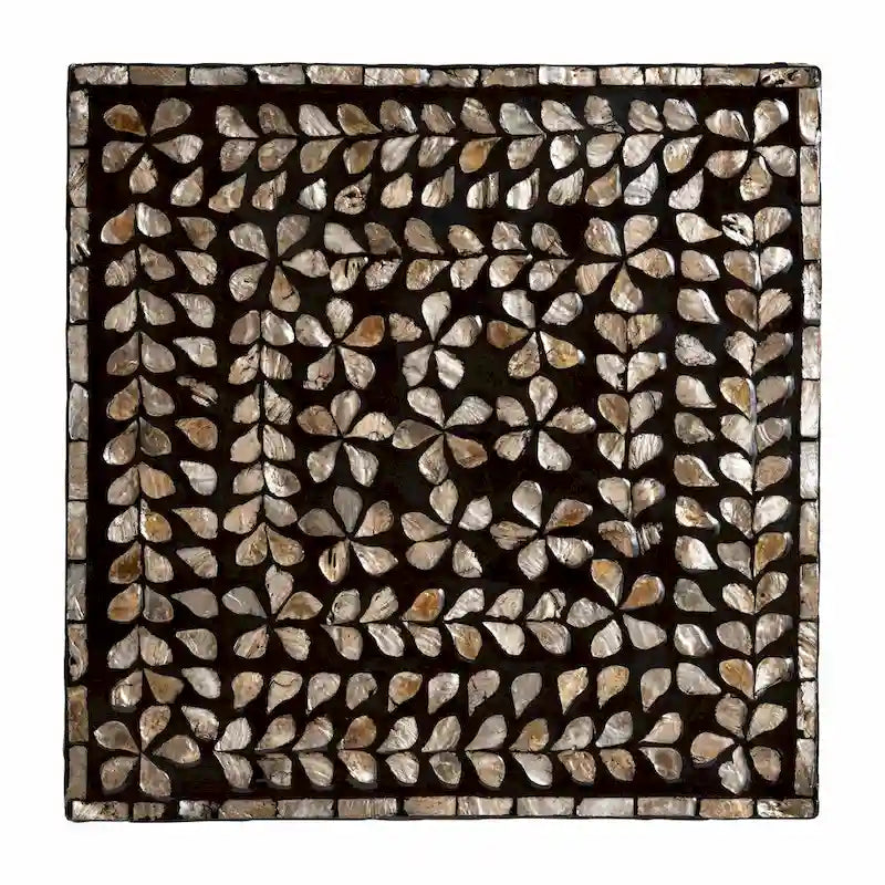 Feronia Modern Bohemian Black and Bronze Mother of Pearl End Table