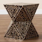 Feronia Modern Bohemian Black and Bronze Mother of Pearl End Table