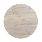 37 Inch Round Coffee Table, Handcrafted Drum Shape with Storage, Washed White Mango Wood