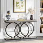 Gold Console Table, 55 inch Faux Marble Entryway Table Narrow Long Sofa Table