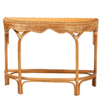 Wakana Modern Bohemian Natural Brown Rattan Console Table