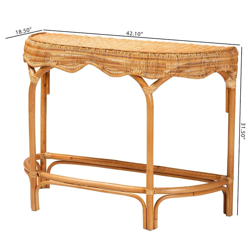 Wakana Modern Bohemian Natural Brown Rattan Console Table