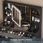 Makeup Vanity Set with Lights in 3 Colors Glass Desktop