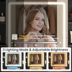 Makeup Vanity Set with Lights in 3 Colors Glass Desktop