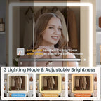 Makeup Vanity Set with Lights in 3 Colors Glass Desktop