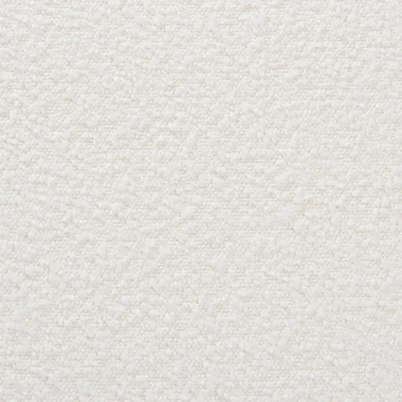 Yashiya Mid-Century Modern Off-White Boucle Upholstered and Walnut Brown Finished Wood Ottoman Footstool