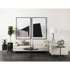 Loretta Cream Fabric w/ Solid Wood Frame and Bolster Cushions - 87.9W x 36.2D x 33.8H