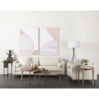 Loretta Cream Fabric w/ Solid Wood Frame and Bolster Cushions - 87.9W x 36.2D x 33.8H