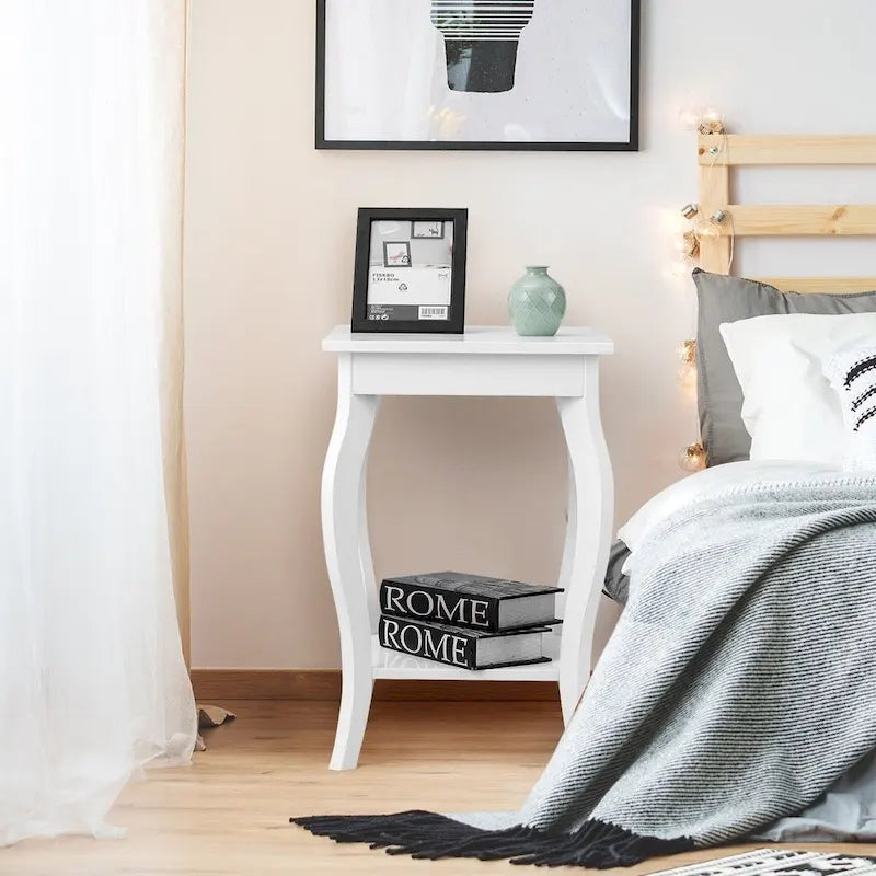 Accent Side End Coffee Table with Storage Shelf