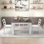 Costway 5 PCS Dining Set Modern Rectangle Table & 4 Rubber Wood Chairs