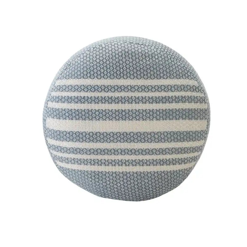 20 Blue and White Striped Round Pouf Ottoman
