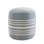 20 Blue and White Striped Round Pouf Ottoman