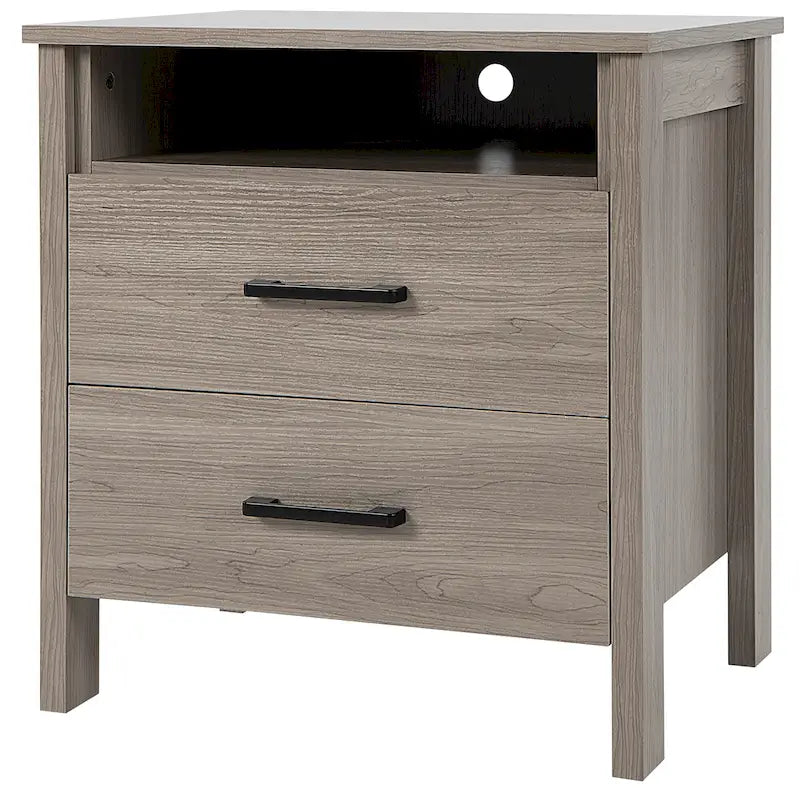 Costway Nightstand Drawers Rustic Side End Table Storage Compartment - 21.5 x 17 x 23