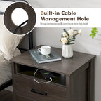 Costway Nightstand Drawers Rustic Side End Table Storage Compartment - 21.5 x 17 x 23