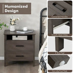 Costway Nightstand Drawers Rustic Side End Table Storage Compartment - 21.5 x 17 x 23