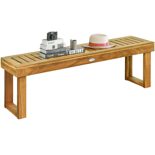 52 Acacia Wood Dining Bench with Slatted Seat - 52 x 13.5 x 17 (L x W x H)