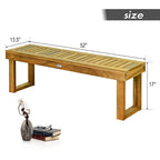 52 Acacia Wood Dining Bench with Slatted Seat - 52 x 13.5 x 17 (L x W x H)