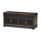 Leo Modern and Contemporary Dark Brown Wood 2-Drawer Shoe Storage Bench - 20.67 High x 47.44 Wide x 15.65 Deep