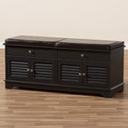 Leo Modern and Contemporary Dark Brown Wood 2-Drawer Shoe Storage Bench - 20.67 High x 47.44 Wide x 15.65 Deep