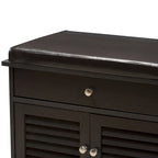 Leo Modern and Contemporary Dark Brown Wood 2-Drawer Shoe Storage Bench - 20.67 High x 47.44 Wide x 15.65 Deep