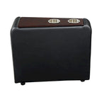 Leatherette Console with 2 Removable Metal Cup Holders, Black and Silver - 25 H x 9.5 W x 28.75 L Inches