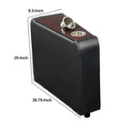 Leatherette Console with 2 Removable Metal Cup Holders, Black and Silver - 25 H x 9.5 W x 28.75 L Inches