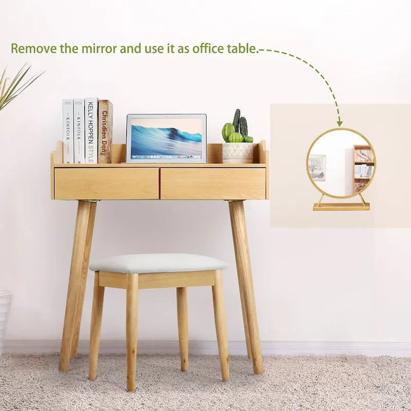 Vanity Table Set with Removable Mirror