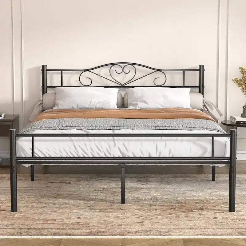 Javlergo Metal Platform Bed Frame with Modern Headboard, No Box Spring Needed