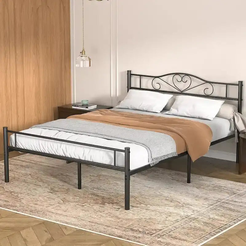 Javlergo Metal Platform Bed Frame with Modern Headboard, No Box Spring Needed