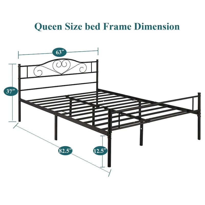 Javlergo Metal Platform Bed Frame with Modern Headboard, No Box Spring Needed