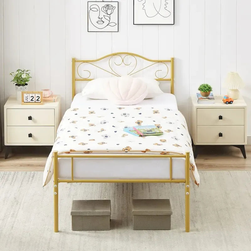 Javlergo Metal Platform Bed Frame with Modern Headboard, No Box Spring Needed