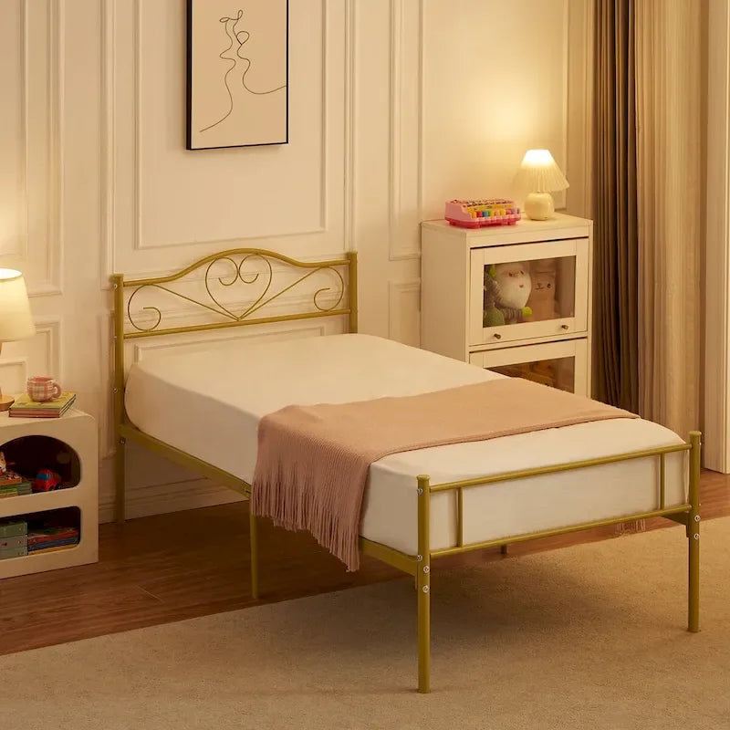 Javlergo Metal Platform Bed Frame with Modern Headboard, No Box Spring Needed