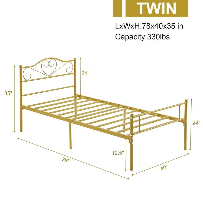 Javlergo Metal Platform Bed Frame with Modern Headboard, No Box Spring Needed