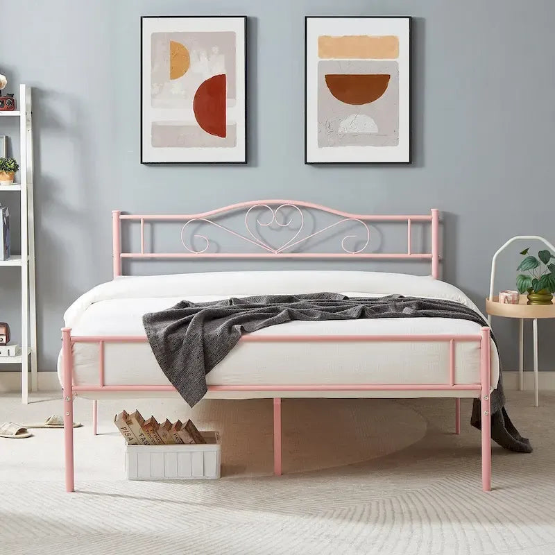 Javlergo Metal Platform Bed Frame with Modern Headboard, No Box Spring Needed