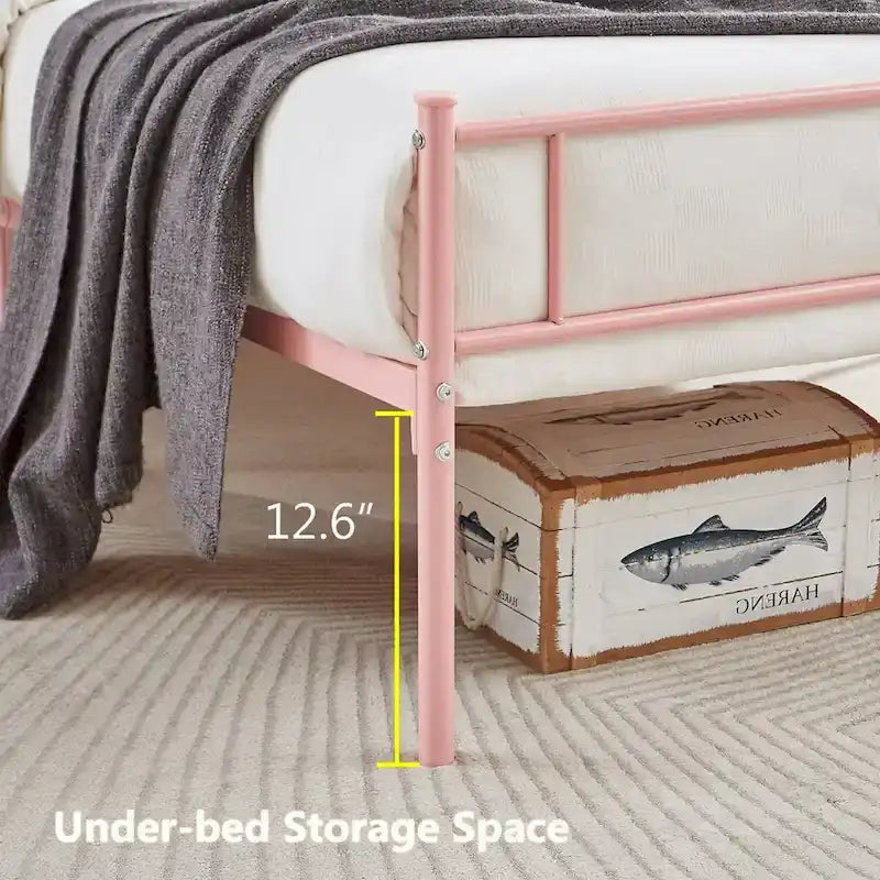 Javlergo Metal Platform Bed Frame with Modern Headboard, No Box Spring Needed