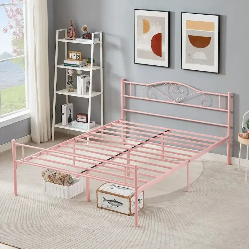 Javlergo Metal Platform Bed Frame with Modern Headboard, No Box Spring Needed